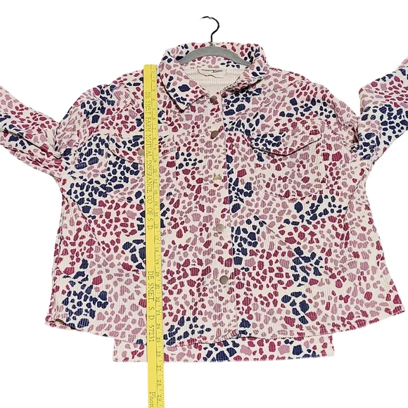 SAVANNA JANE Shacket Womens Plus 1X Pink Blue Animal Print Corduroy Button Up - Picture 8 of 12